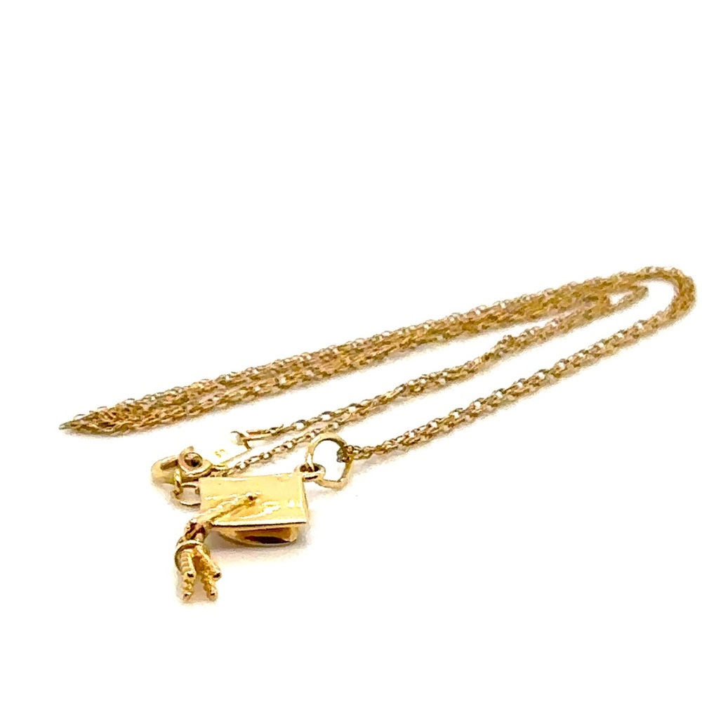 14k Yellow Gold Graduation cap necklace 18”